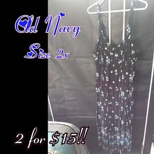 Old Navy 2x Blue and White Floral Maxi Dress